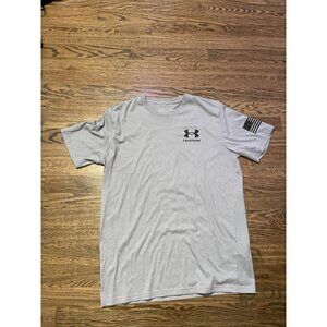 Under Armour Freedom T-Shirt Men's Gray & Black Flag Tactical Military SIZE M